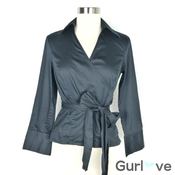 LOFT Tops - EUC Ann Taylor LOFT Black Tie Wrap Blouse Sz 2